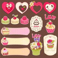 Collection of holidays symbols and hearts