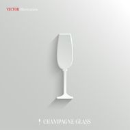 Champagne glass icon - vector white app button N2