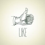 Vintage hand-drawn hand sign like Vector illustration