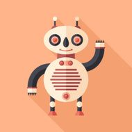 Colorful robot flat square icon with long shadows Set 19 N2