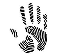 handprint with fingerprint pattern