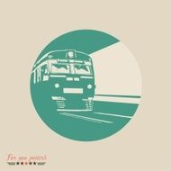Train railway emblem Flat vector design N2