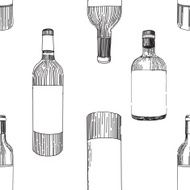 Seamless pattern a bottle of wine N2