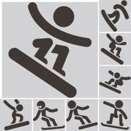 Set snowboard icons