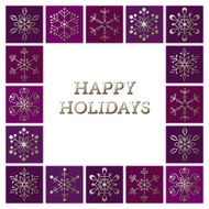 Christmas greeting card with gold snowflakes