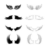 Set of vector wings - decorative design elements