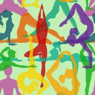 Seamless pattern of yoga poses N3
