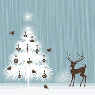 Christmas Tree with Baubles Reindeer and Robins