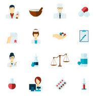 Pharmacist icon flat set N2