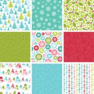 Nine Christmas Seamless Patterns Set