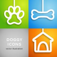 Set of applique doggy icons Vector illustration