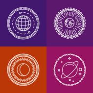 Vector cosmic signs and line icons
