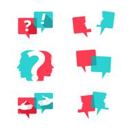 Set of speech bubbles with people and question mark