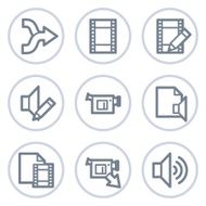 Audio video edit web icons white circle series