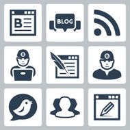 Blog and blogger vector icons set