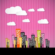 Abstract Pink Paper City Illustration