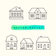 Houses set drawn black outline on a light background