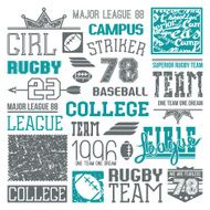 Rugby and baseball team college design elements