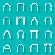 Flat silhouette icons vector collection of arch