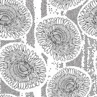 Seamless pattern of dandelions Black and white vector illustration