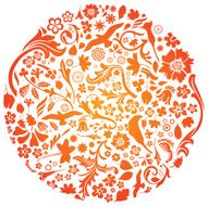 psychedelic circle with retro flowers N2