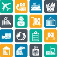 Silhouette Cargo logistic and shipping icons