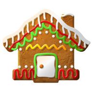 Gingerbread house decorated colored icing
