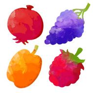 Set watercolor fruits and berries isolated N2