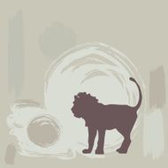 lion silhouette on grunge background vector