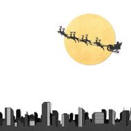 Santa Claus On Sledge With Deer And Moon recycled papercraft N4