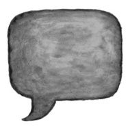 Blank watercolor speech bubble black square shape on white background