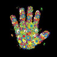 Floral print of the hand