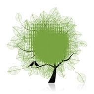 Art tree beautiful birds place for your text