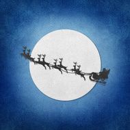 Santa Claus On Sledge With Deer And Moon recycled papercraft N5