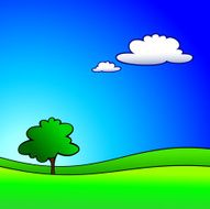 Landscape with tree and clouds