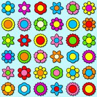 Flower icon set - seamless background vector