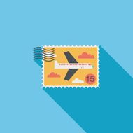 Aircraft stamp flat icon with long shadow N4