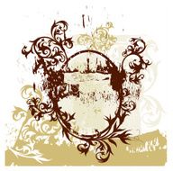 calligraphy flowers ornament on brown vignette