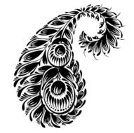 decorative silhouette of a floral paisley N18