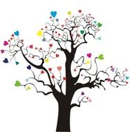Tree silhouette with hearts