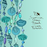Illustration with jewelry of seashell and beads N2