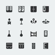 Vector home furniture mini icons set #2