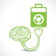creative brain Idea symbol charged by a eco battery N2