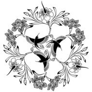 flowers and birds circle