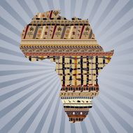Abstract silhouette of Africa with traditional paintings