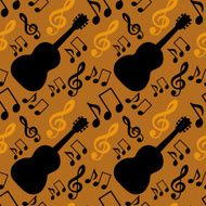 Seamless pattern with musical notes treble clef guitar N4