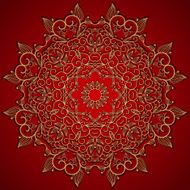 Red round gold lace ornament