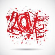 Grunge background with bright red heart Love Paint splash Vector N2