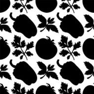 Seamless pattern with silhouettes vegetables and leafs N3