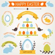 Vector collection of cute retro Easter icons N2